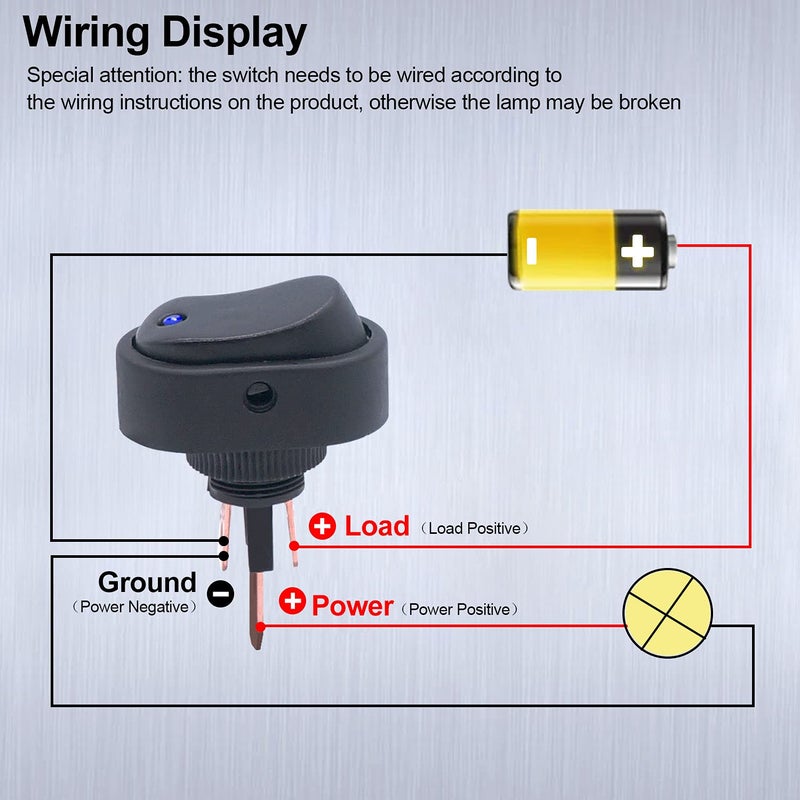 Twidec/5Pcs LED Lighted Rocker Switch Toggle 12V 30A SPST 3 Pin On-Off Blue Round Dot Switch for Car Boat Marine ASW-20D-BU - Image 5